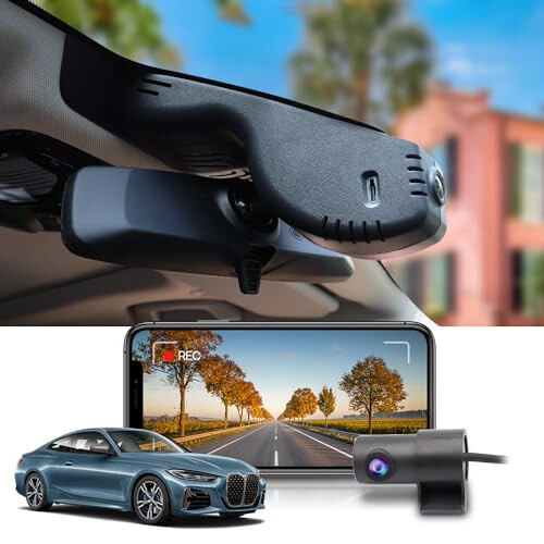 Fitcamx Front 4K+Rear 1080P Dash Cam Suitable for BMW 4 Series M4 2020-2024 430i 440i M440i Xdrive G22 G23 G26 G82 G83 (HD2-6308), OEM Look, Dual Loop Recording, WiFi & APP, G-Sensor, 128GB Card - 2