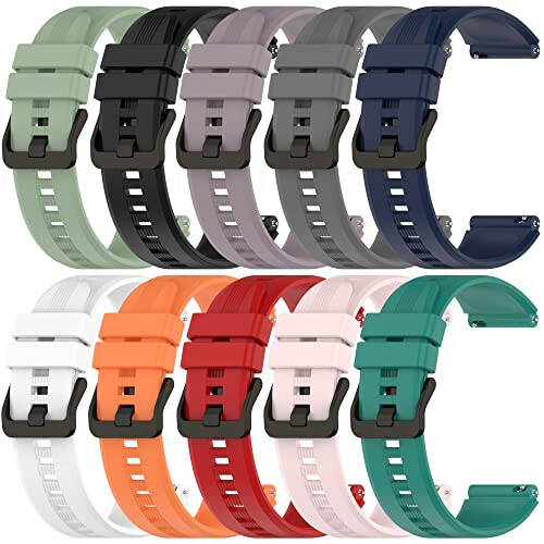 FitTurn 10-Pack Band Compatible with FITVII H56 HM57 HM78, RUIMEN D1 H1, TOOBUR IDW16, KEEPONFIT IDW21, TOZO S5 Smart Watch Bands, 22mm Quick Release Adjustable Silicone Strap Wristband Replacement Band for FITVII H56 Fitness Tracker - 1