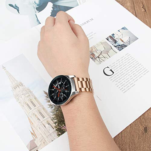 FITVII HM57 Smart Watch Bandlari bilan mos keladigan RuenTech Metall Bant, FITVII HM57 Smartwatch uchun almashtiriladigan zanglamaydigan po'latdan yasalgan tasma sozlanishi mumkin bo'lgan metall bilaguzuklar - 7