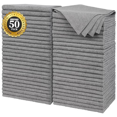 FIXSMITH Grey Microfiber Cleaning Cloth, Pack of 50, 16