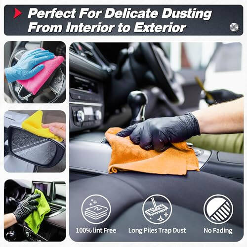 FIXSMITH Microfiber Cleaning Cloth, 100 Pack Shop Towels, Micro Fiber Cloth for Cleaning Car, All-Purpose Absorbent Cleaning Rags for Housekeeping, Dust Cloth for Office, Car Wash Towels, 12inx12in - 3