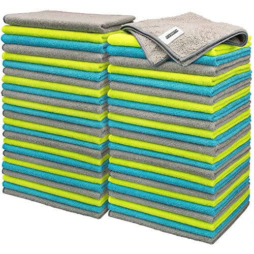 FIXSMITH Microfiber Cleaning Cloth - Pack of 50, Multi-Functional Towels, Size: 12 x 16 in, Highly Absorbent Rags, Lint-Free, Streak-Free Cloths for Car Kitchen Home Office - 1