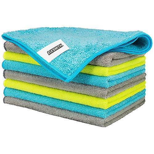 FIXSMITH Microfiber Cleaning Cloth - Pack of 8, Size: 12 x 16 in, Multi-Functional Cleaning Towels, Highly Absorbent Cleaning Rags, Lint-Free, Streak-Free Cleaning Cloths for Car Kitchen Home - 1