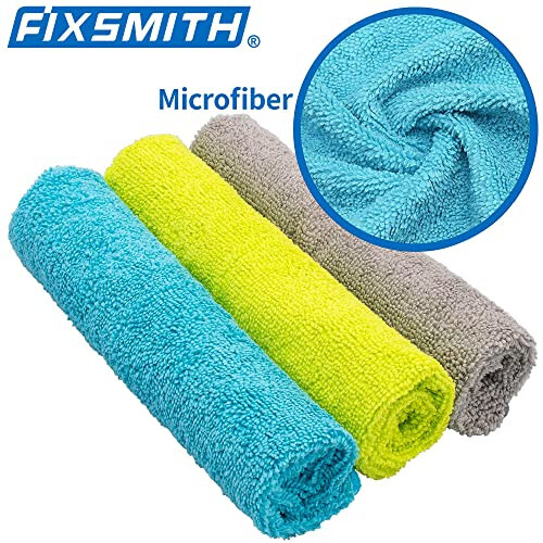 FIXSMITH Mikrofiber Tozalash Matosi - 50 dona to'plam, Ko'p funksiyali sochiqlar, O'lcham: 12 x 16 dyuym, Yuqori singdiruvchi latta, Tuksiz, Dog'siz latta Avtomobil Oshxona Uy Ofis uchun - 3