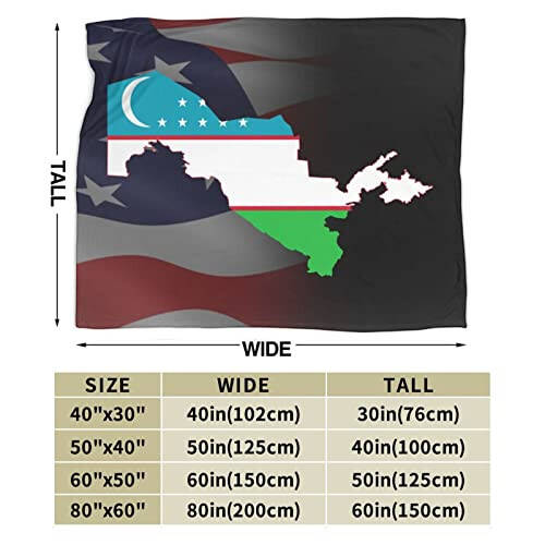 Flag Map of Uzbekistan Throw Blanket 50X40in Warm Super Soft Flannel Blankets for Bed Sofa Great Gift - 4