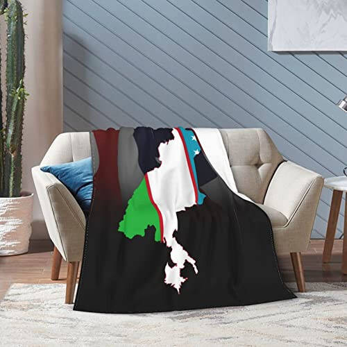 Flag Map of Uzbekistan Throw Blanket 50X40in Warm Super Soft Flannel Blankets for Bed Sofa Great Gift - 7