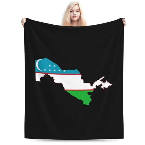 Flag Map of Uzbekistan Throw Blanket for Couch Bed Sofa 60