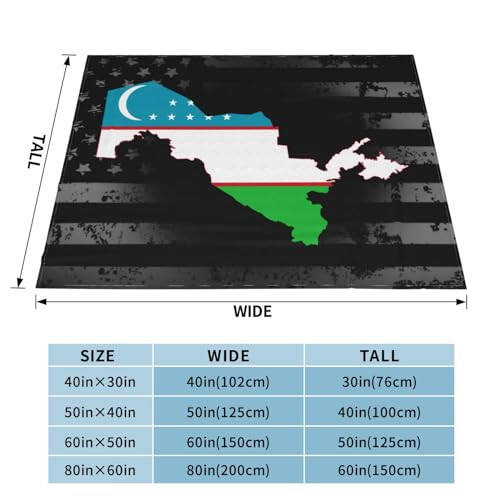 Flag Map of Uzbekistan Ultra-Soft Micro Fleece Throw Blanket Lightweight Blanket for Sofa Couch Chair Bedroom 40