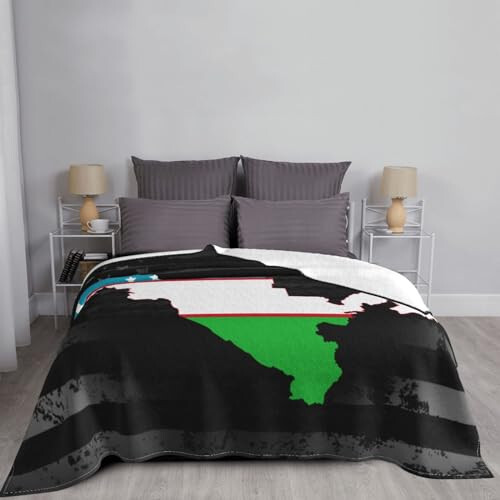 Flag Map of Uzbekistan Ultra-Soft Micro Fleece Throw Blanket Lightweight Blanket for Sofa Couch Chair Bedroom 40