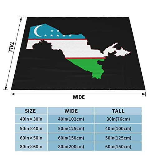 Flag Map of Uzbekistan Ultra-Soft Micro Fleece Throw Blanket Lightweight Blanket for Sofa Couch Chair Bedroom 60