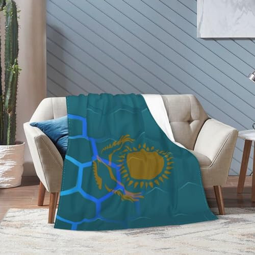 Flag of Kazakhstan Throw Blanket for Couch 40