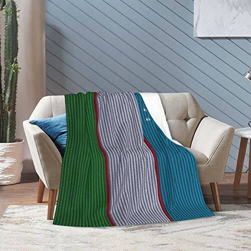 Flag of Uzbekistan Knitting Effect Throw Blanket for Couch Bed Sofa Blankets Super Soft Warm Cozy 40