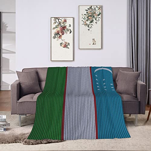 Flag of Uzbekistan Knitting Effect Throw Blanket for Couch Bed Sofa Blankets Super Soft Warm Cozy 40