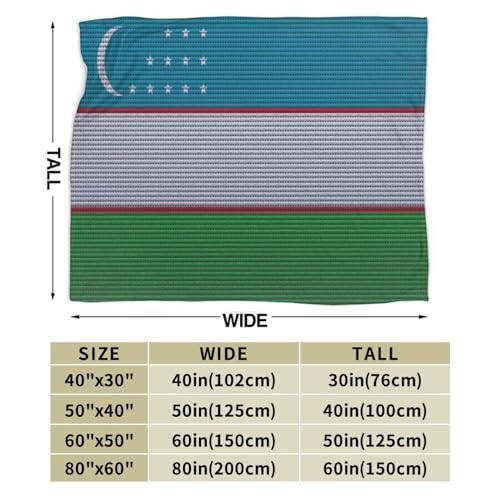 Flag of Uzbekistan Knitting Effect Throw Blanket for Couch Bed Sofa Blankets Super Soft Warm Cozy 40