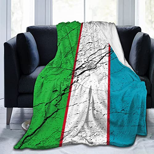 Flag of Uzbekistan Texture Effect Throw Blanket for Couch Bed Sofa Blankets Super Soft Warm Cozy 50