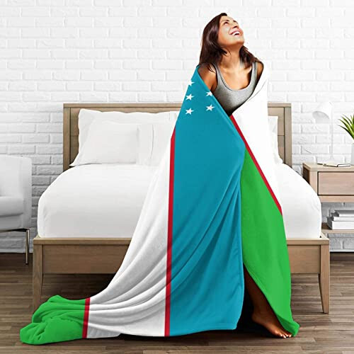 Flag of Uzbekistan Throw Blanket for Couch Bed Sofa 50