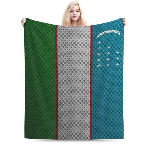 Flag of Uzbekistan Throw Blanket for Couch Bed Sofa Blankets Super Soft Warm Cozy 40