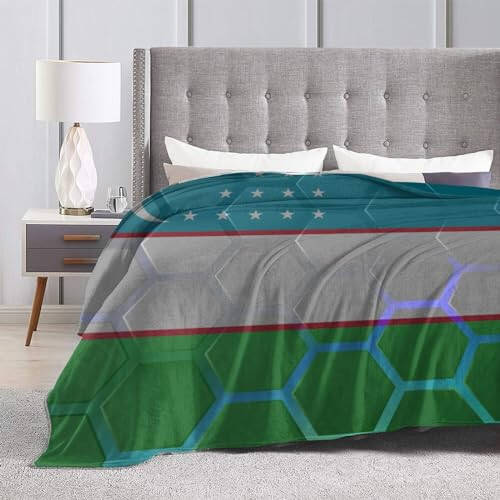 Flag of Uzbekistan Throw Blanket for Couch Bed Sofa Soft and Comfortable Blankets 50