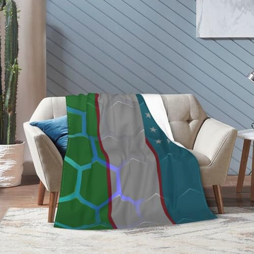 Flag of Uzbekistan Throw Blanket for Couch Bed Sofa Soft and Comfortable Blankets 50