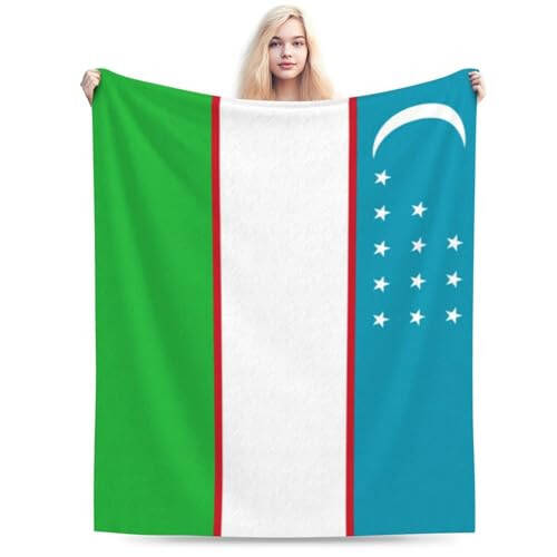 Flag of Uzbekistan Throw Blanket for Couch Bed Sofa Soft and Comfortable Blankets 50