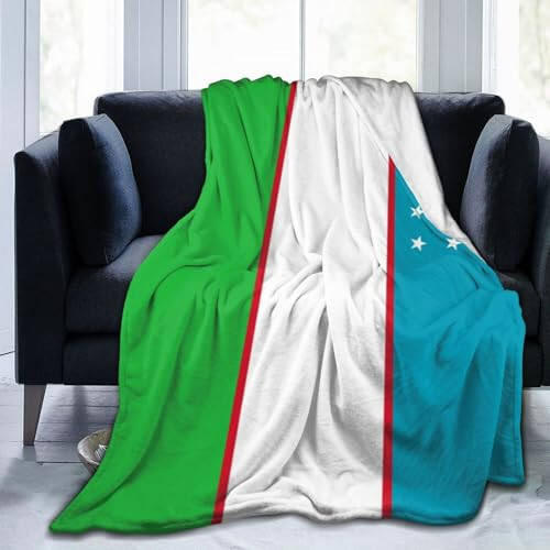 Flag of Uzbekistan Throw Blanket for Couch Bed Sofa Soft and Comfortable Blankets 50