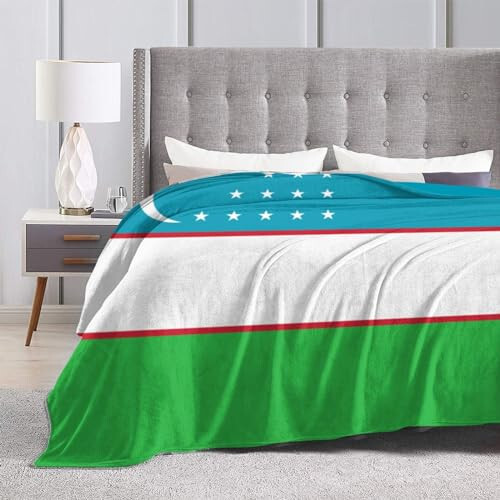 Flag of Uzbekistan Throw Blanket for Couch Bed Sofa Soft and Comfortable Blankets 50