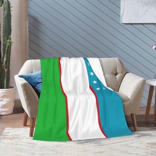 Flag of Uzbekistan Throw Blanket for Couch Bed Sofa Soft and Comfortable Blankets 50