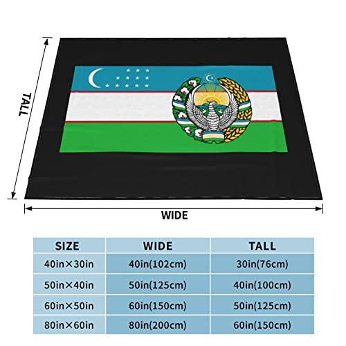 Flag of Uzbekistan with Coat of arms Ultra-Soft Micro Fleece Throw Blanket Lightweight Blanket for Sofa Couch Chair Bedroom 40