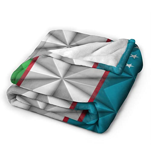 Flag of Uzbekistan with Polygon Effect Throw Blanket for Couch Bed Sofa 50