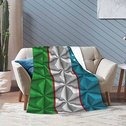 Flag of Uzbekistan with Polygon Effect Throw Blanket for Couch Bed Sofa 50