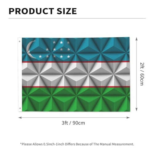 Флаг Узбекистана с эффектом полигона Флаги 2x3 Наружный баннер Яркие цвета Двухсторонний флаг Полиэстеровые флаги для наружного патио газона Декоративные флаги - 6