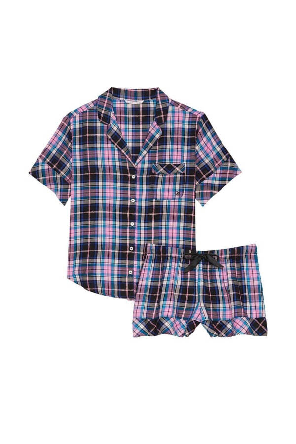 Flanel Şortlu Pijama Takımı - 3