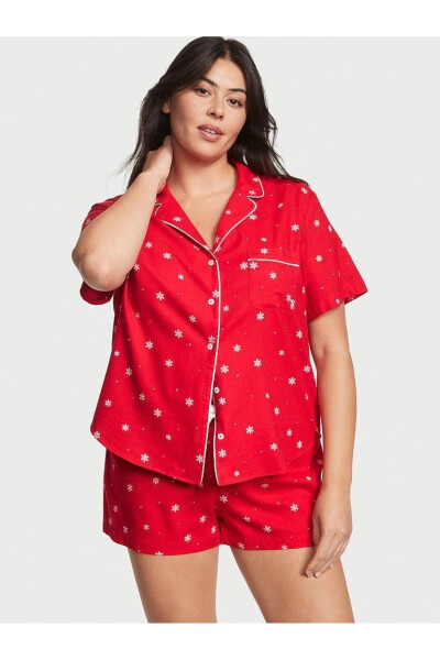 Flannel Shorts Pajama Set - 1