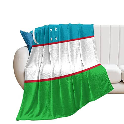 Flannel Throw Blanket Uzbekistan Flag Throw Blankets National Flags Throws Super Soft Fuzzy Cozy Blanket for Couch Sofa Bed Chair Car, Microfiber Lightweight Warm Air Conditioning Blanket 40