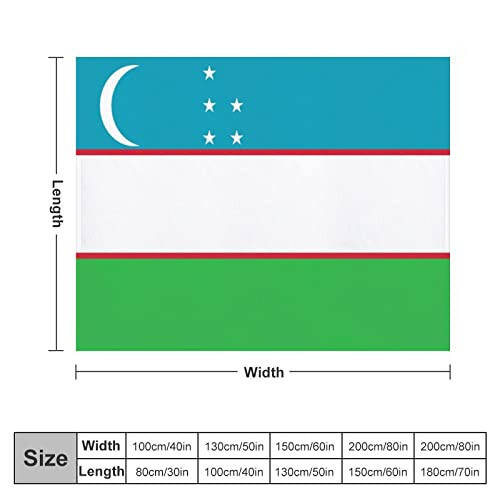 Flannel Throw Blanket Uzbekistan Flag Throw Blankets National Flags Throws Super Soft Fuzzy Cozy Blanket for Couch Sofa Bed Chair Car, Microfiber Lightweight Warm Air Conditioning Blanket 40