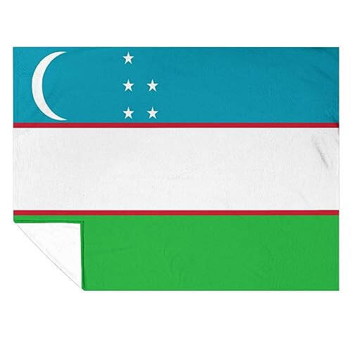 Flannel Throw Blanket Uzbekistan Flag Throw Blankets National Flags Throws Super Soft Fuzzy Cozy Blanket for Couch Sofa Bed Chair Car, Microfiber Lightweight Warm Air Conditioning Blanket 40