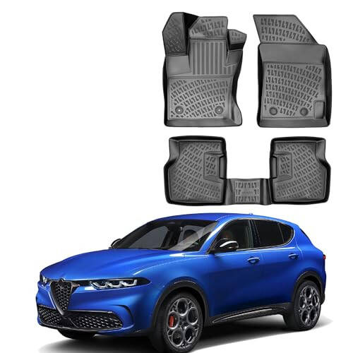 Floor Mats Liner fits Alfa Romeo Tonale 2022-2024 | Full Coverage all Weather Durable, Non slip Waterproof 1st & 2nd Row 3D Laser cut, Interior accessories car floor mats - 1