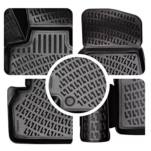 Floor Mats Liner fits Ford Fiesta Hatchback 2013-2017 | Full Coverage All Weather Durable, Non Slip Waterproof 1st & 2nd Row 3D Laser Cut, Interior Accessories car Floor mats - 2