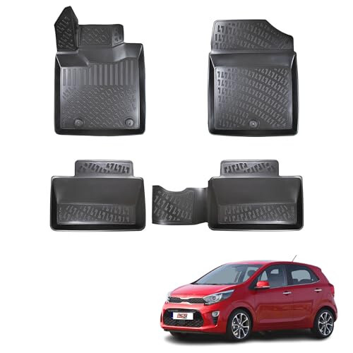 Floor Mats Liner fits Kia Picanto 2018-2022 | Full Coverage all Weather Durable, Non slip Waterproof 1st & 2nd Row 3D Laser cut, Interior accessories car floor mats - 1