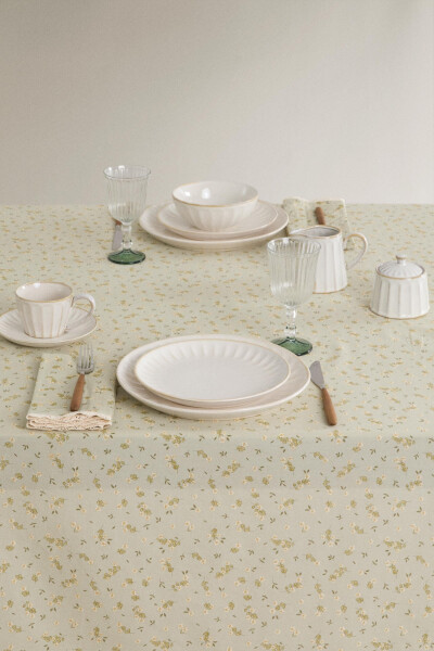 Floral, cotton tablecloth (green) - 16