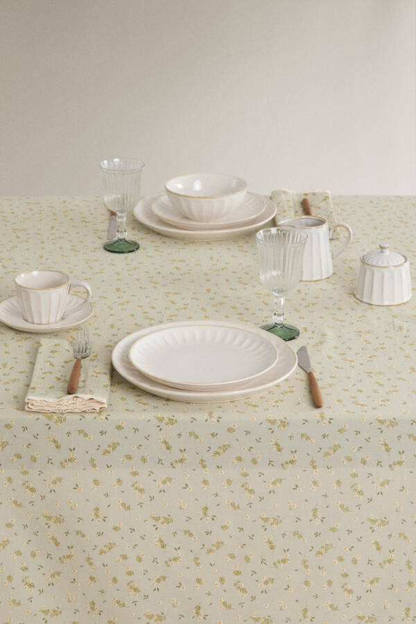 Floral, cotton tablecloth (green) - 16