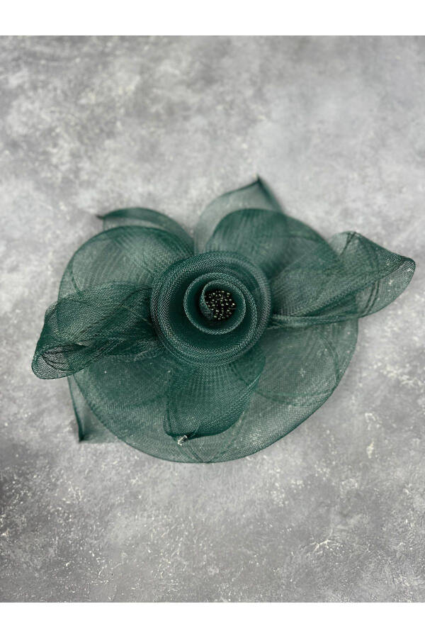 Floral Design Bridal Hat Henna Night Elegant Costume Wedding Hat Green - 2