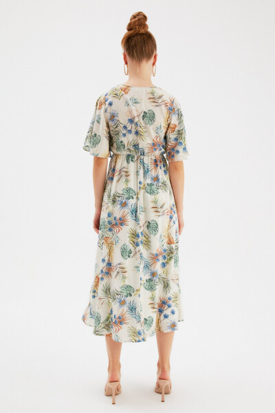 Floral Long Dress - Blue - 7