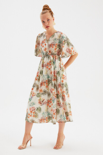 Floral Long Dress - Orange - 2