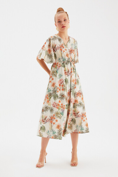 Floral Long Dress - Orange - 3