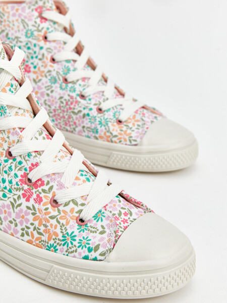 Floral Printed Girls Ankle-High Sports Shoes - 3