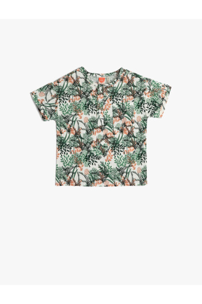 Floral T-Shirt Short Sleeve Crew Neck Cotton - 4