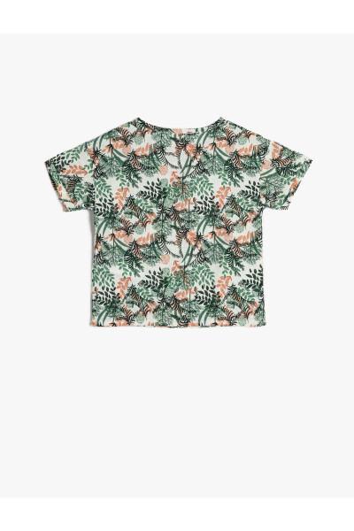 Floral T-Shirt Short Sleeve Crew Neck Cotton - 5