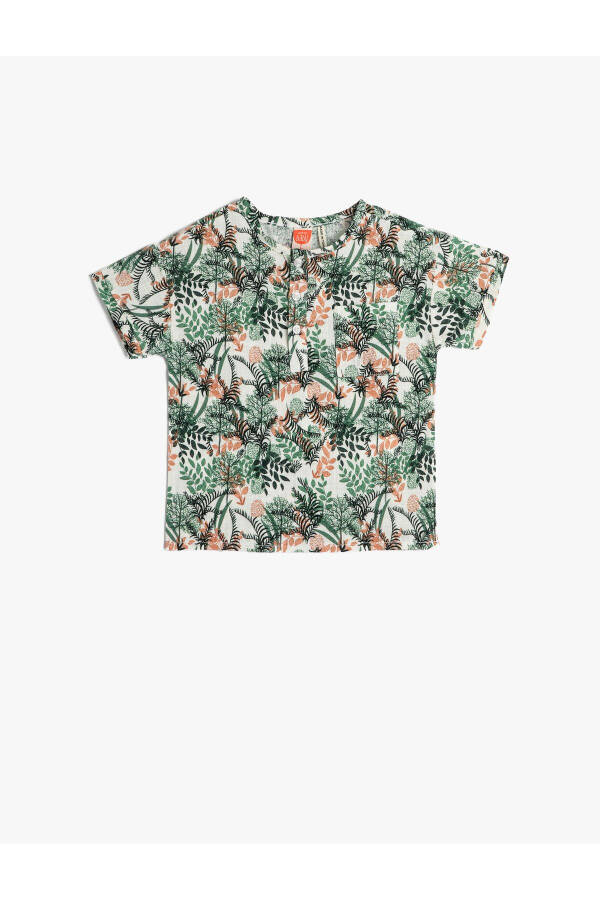 Floral T-Shirt Short Sleeve Crew Neck Cotton - 1