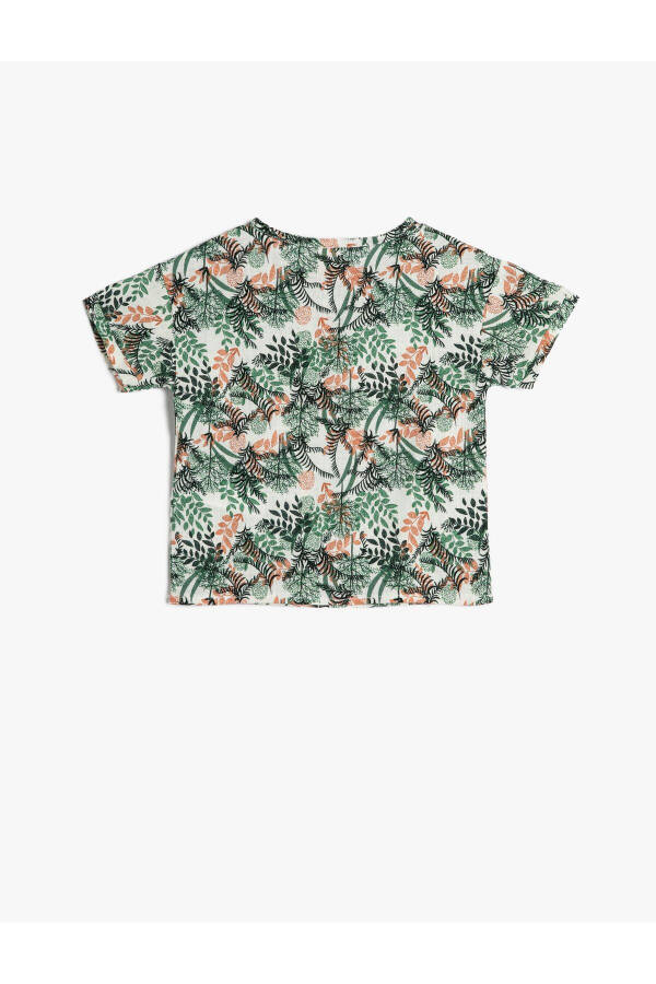 Floral T-Shirt Short Sleeve Crew Neck Cotton - 2